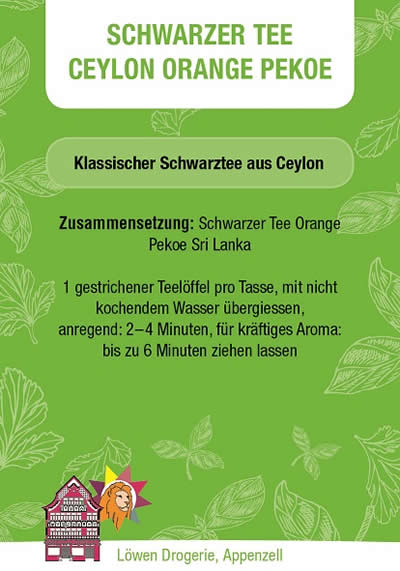 Schwarzer Tee Ceylon Orange Pekoe - Loewen Drogerie Appenzell