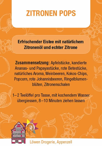 Zitronen Pops - Eistee mit Zitronenoel  - Loewen Drogerie Appenzell